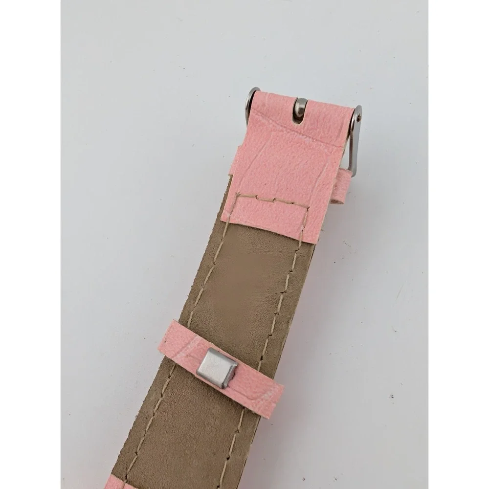 Women's Quartz Watch 32mm Rose Gold Case Rhinestones Pink Band- New Battery